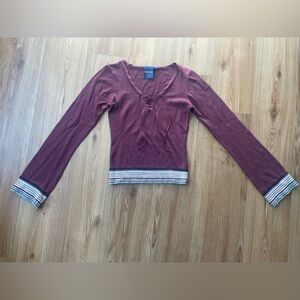Sideout bell sleeve lace up long sleeve sweater, size S
